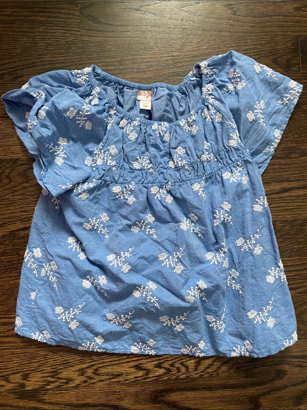 Cat & Jack Blue Floral Smocked Girls' Top - Never Worn!